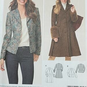 Burda #6570 sewing pattern button front blazer jacket & coat US size 8 - 18